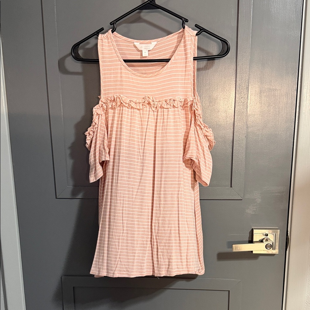 LC Lauren Conrad Pink Striped Blouse